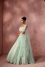Load image into Gallery viewer, MINT GREEN NET LEHENGA SET
