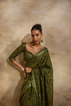 Load image into Gallery viewer, OLIVE GREEN SAREE BLOUSE
