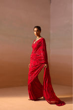 Load image into Gallery viewer, RED HEAVY GEORGETTE SAREE
