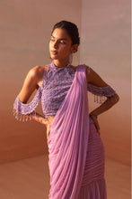 Load image into Gallery viewer, LILAC FISHTAIL DRAPED SAREE
