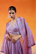 Load image into Gallery viewer, Lavender Embroidered Jacket &amp; Flared Pant Set
