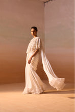 Load image into Gallery viewer, 3PCS WHITE CAPE WITH DRAPED SAREE
