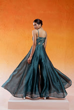 Load image into Gallery viewer, Metallic Teal Blue Jumpsuit
