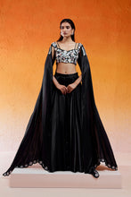 Load image into Gallery viewer, BLACK EMBELLLISHED &amp; EMBROIDERED LEHENGA SET
