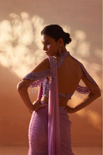 Load image into Gallery viewer, LILAC FISHTAIL DRAPED SAREE
