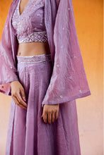 Load image into Gallery viewer, Lavender Embroidered Jacket &amp; Flared Pant Set
