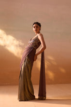 Load image into Gallery viewer, CHOCOLATE BROWN DRAPED SAREE
