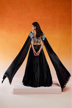 Load image into Gallery viewer, BLACK EMBELLLISHED &amp; EMBROIDERED LEHENGA SET
