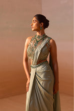 Load image into Gallery viewer, PISTA GREEN DRAPED SAREE
