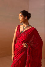 Load image into Gallery viewer, RED HEAVY GEORGETTE SAREE
