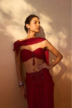 Load image into Gallery viewer, MAROON DRAPED SAREE
