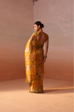 Load image into Gallery viewer, YELLOW PRINTED ORGANZA SAREE
