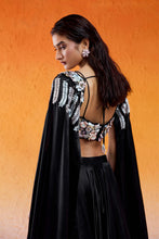 Load image into Gallery viewer, BLACK EMBELLLISHED &amp; EMBROIDERED LEHENGA SET
