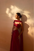 Load image into Gallery viewer, MAROON DRAPED SAREE
