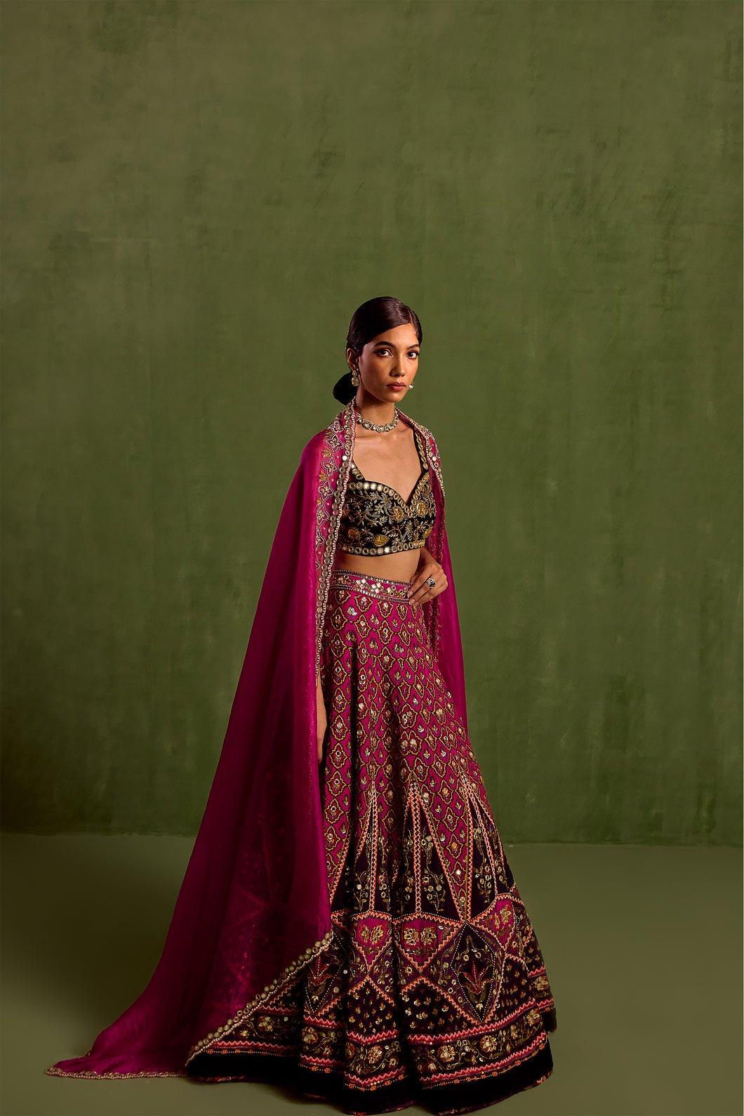 majenta lehenga set