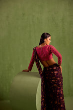 Load image into Gallery viewer, purple pre draped saree
