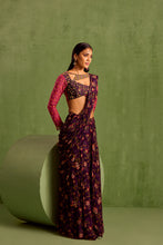 Load image into Gallery viewer, purple pre draped saree
