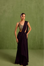 Load image into Gallery viewer, black pre draped saree
