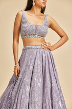 Load image into Gallery viewer, LILAC GEOMETRIC DESIGN LEHENGA SET
