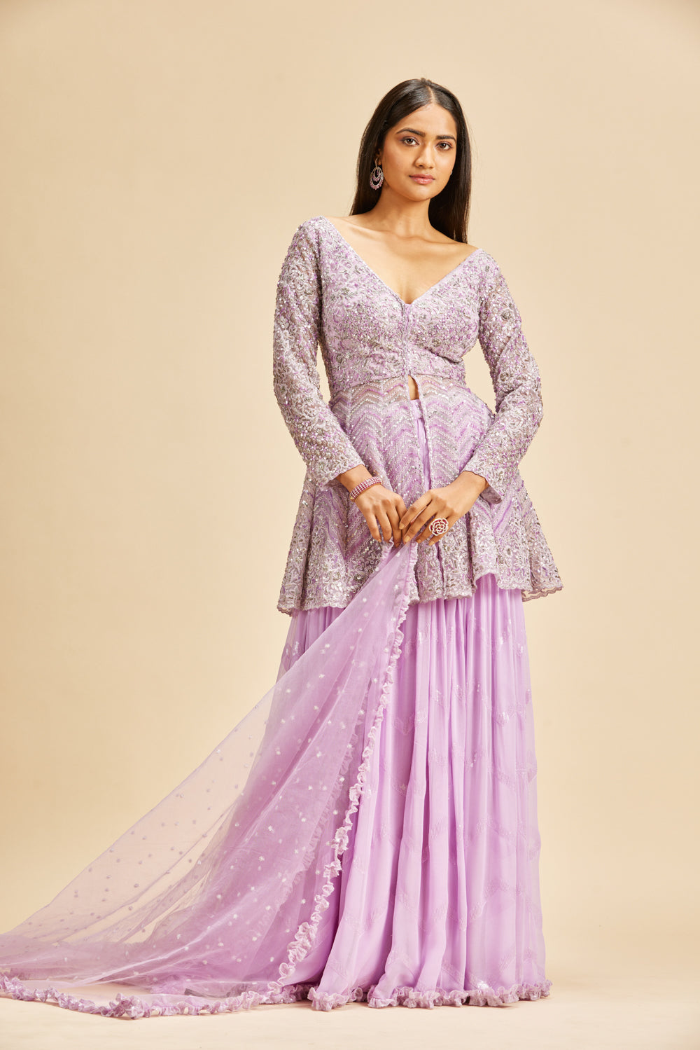 LILAC OMBRE PEPLUM SHARARA