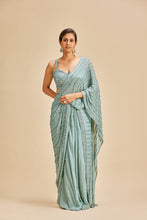 Load image into Gallery viewer, JADE GREEN DRAPE SAREE
