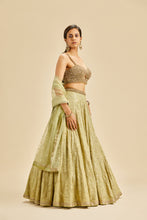 Load image into Gallery viewer, OLIVE GREEN GEOMATRICAL DESIGN LEHENGA
