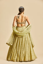 Load image into Gallery viewer, OLIVE GREEN GEOMATRICAL DESIGN LEHENGA
