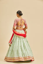 Load image into Gallery viewer, PISTA GREEN LEHENGA  WITH RED CHOLI AND DUPATTA
