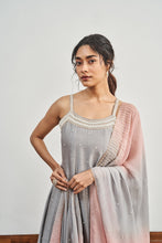 Load image into Gallery viewer, GREY KALIDAAR WITH GREY X PINK SHADED DUPATTA
