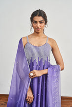 Load image into Gallery viewer, INK BLUE KALIDAAR WITH INK BLUE X LIGHT PURPLE SHADED DUPATTA
