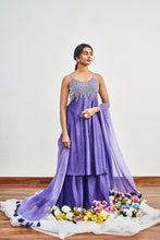 Load image into Gallery viewer, INK BLUE KALIDAAR WITH INK BLUE X LIGHT PURPLE SHADED DUPATTA
