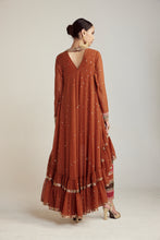 Load image into Gallery viewer, Rust Asymmetrical Kurta Pant Set
