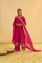 Load image into Gallery viewer, Mayra - Hotpink Long Kurta with Palazzo &amp; Dupatta
