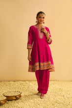 Load image into Gallery viewer, Rayana - Hotpink A-line Kurta with Salwar &amp; Dupatta
