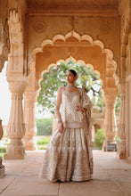 Load image into Gallery viewer, Shabnam - Daisy Ivory Kurta Set with Sharara &amp; Dupatta

