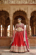 Load image into Gallery viewer, Roha - Deep Red Lehenga Set with Blouse &amp; Dupatta

