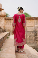 Load image into Gallery viewer, Arwa - Hot Pink Long Kurta Set with Salwar &amp; Dupatta
