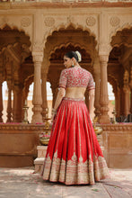 Load image into Gallery viewer, Roha - Deep Red Lehenga Set with Blouse &amp; Dupatta
