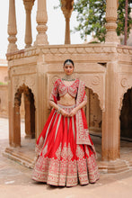 Load image into Gallery viewer, Mahroz - Deep Red Lehenga Set with Blouse &amp; Dupatta
