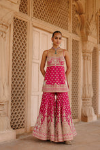 Load image into Gallery viewer, Nisbat - Hot Pink Kurta Set with Garara &amp; Dupatta
