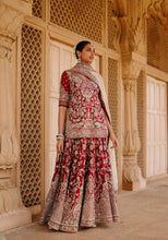 Load image into Gallery viewer, Merab - Deep Red Kurta Set with Lehenga &amp; Dupatta

