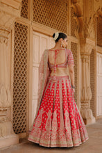 Load image into Gallery viewer, Nusrat - Hot Pink Kali-in-Kali Lehenga Set with Blouse &amp; Dupatta
