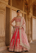 Load image into Gallery viewer, Nusrat - Hot Pink Kali-in-Kali Lehenga Set with Blouse &amp; Dupatta
