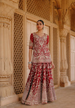 Load image into Gallery viewer, Merab - Deep Red Kurta Set with Lehenga &amp; Dupatta
