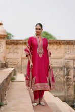 Load image into Gallery viewer, Arwa - Hot Pink Long Kurta Set with Salwar &amp; Dupatta
