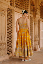 Load image into Gallery viewer, Afraa - Mustard Anarkali Set with Palazzo &amp; Dupatta
