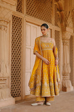 Load image into Gallery viewer, Afraa - Mustard Anarkali Set with Palazzo &amp; Dupatta
