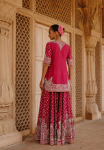 Load image into Gallery viewer, Maysam - Hot Pink Kurta Set with Sharara &amp; Dupatta

