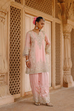 Load image into Gallery viewer, Elaya - Pink Short Kurta Set with Matching Salwar &amp; Dupatta
