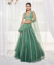 Load image into Gallery viewer, TEAL GREEN LEHENGA SET
